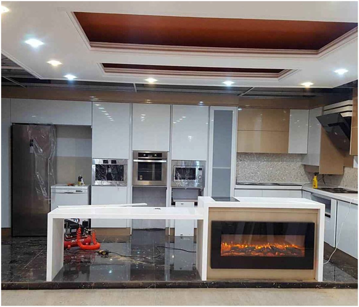 ایده‌هایی برای خرید کابینت آشپزخانه جدید ساده و ارزان سفید طوسی