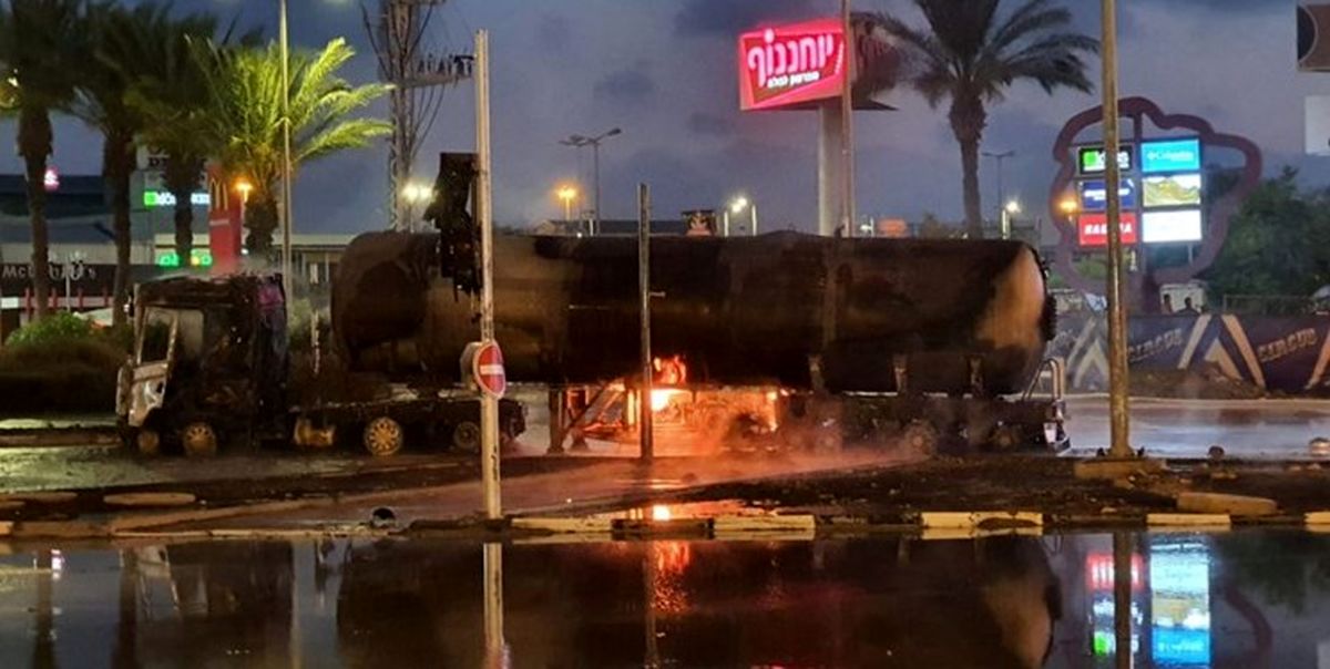 تانکر حامل گاز در اسرائیل آتش گرفت


